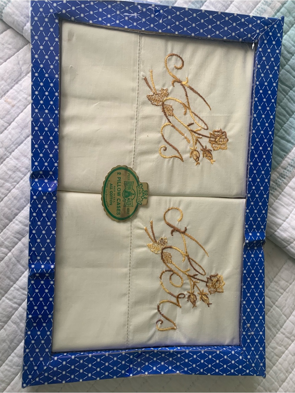 Vintage His and Hers pillow cases in original box
